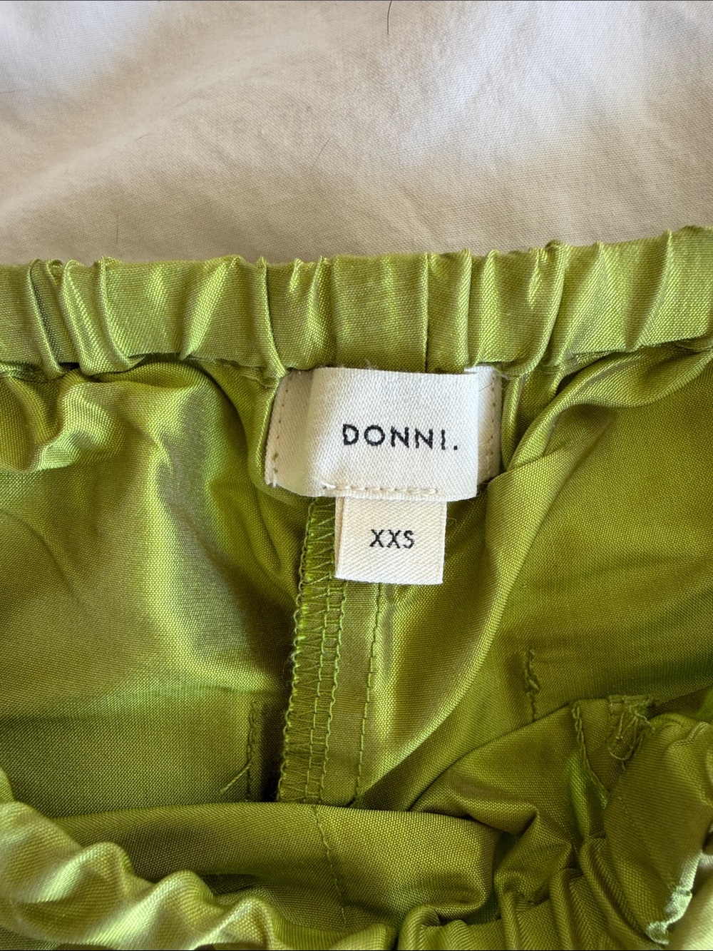 DONNI Silk Taffeta Cargo Pant Pistachio Green XXS - Picture 8 of 9